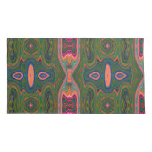 レトロ抽象芸術ブルー、グリーン、オレンジパターン 枕カバー (裏面-左)