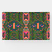 レトロ抽象芸術ブルー、グリーン、オレンジパターン 横断幕 (横)