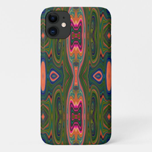 レトロ抽象芸術ブルー、グリーン、オレンジパターン Case-Mate iPhoneケース (裏面)
