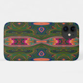 レトロ抽象芸術ブルー、グリーン、オレンジパターン Case-Mate iPhoneケース (裏面(横))