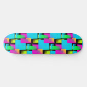 レトロ抽象芸術ブロックパターン スケートボード (横)
