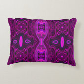 レトロ抽象芸術ホットピンクとマゼンタパターン アクセントクッション (裏面)