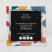 レトロ抽象芸術ミッドセンチュリーQRコードソーシャルメディア スクエア名刺 (裏面)