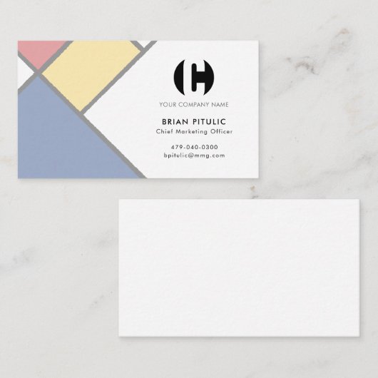 レトロ抽象芸術ミニマル抽象芸術モンドリアン 名刺 (正面/裏面)