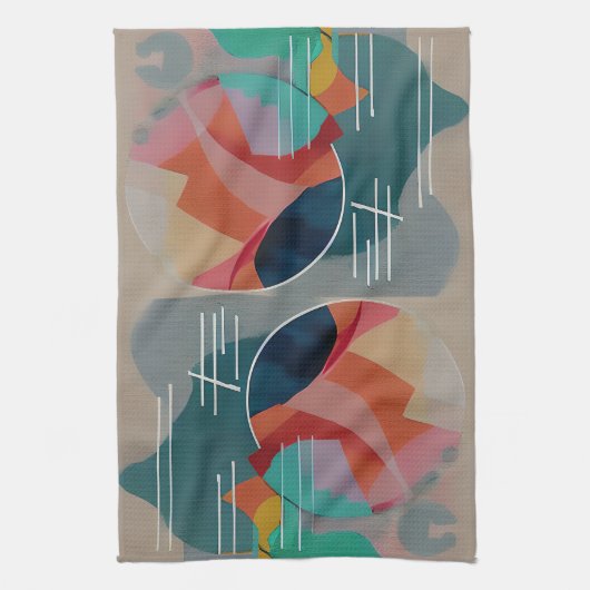 レトロ抽象芸術ミニマル美術 キッチンタオル (縦)