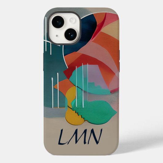 レトロ抽象芸術ミニマル芸術モノグラム Case-Mate iPhoneケース (裏面)