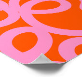 レトロ抽象芸術ラインOrangeおよびPink ポスター (角)