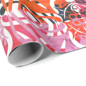 レトロ抽象芸術リーフパターン ラッピングペーパー (ロールコーナー)