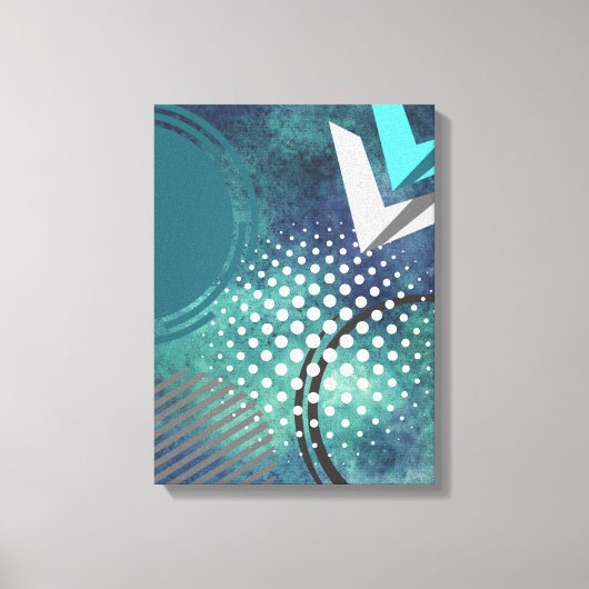 レトロ抽象芸術二重矢印（円とドット付き） キャンバスプリント (正面)
