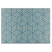 レトロ抽象芸術光学錯覚キューブのパターンブルー カッティングボード (正面)