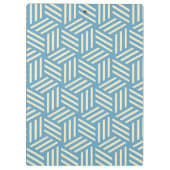 レトロ抽象芸術光学錯覚キューブのパターンブルー クリップボード (裏面)