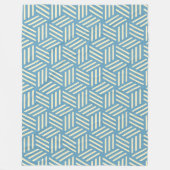 レトロ抽象芸術光学錯覚キューブのパターンブルー フリースブランケット (正面)