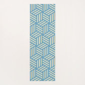 レトロ抽象芸術光学錯覚キューブのパターンブルー ヨガマット (裏面)