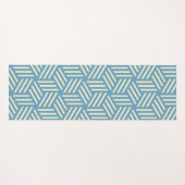 レトロ抽象芸術光学錯覚キューブのパターンブルー ヨガマット (正面(横))