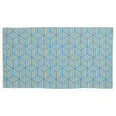 レトロ抽象芸術光学錯覚キューブのパターンブルー 枕カバー (正面左)