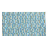 レトロ抽象芸術光学錯覚キューブのパターンブルー 枕カバー (裏面-左)