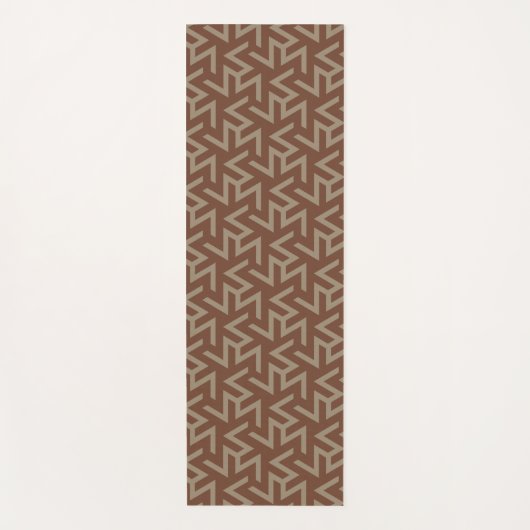 レトロ抽象芸術半モダン世紀の茶色のパターン ヨガマット (正面)