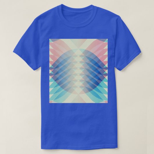 レトロ抽象芸術図形線図形Red Blue Cre Tシャツ (デザイン正面)