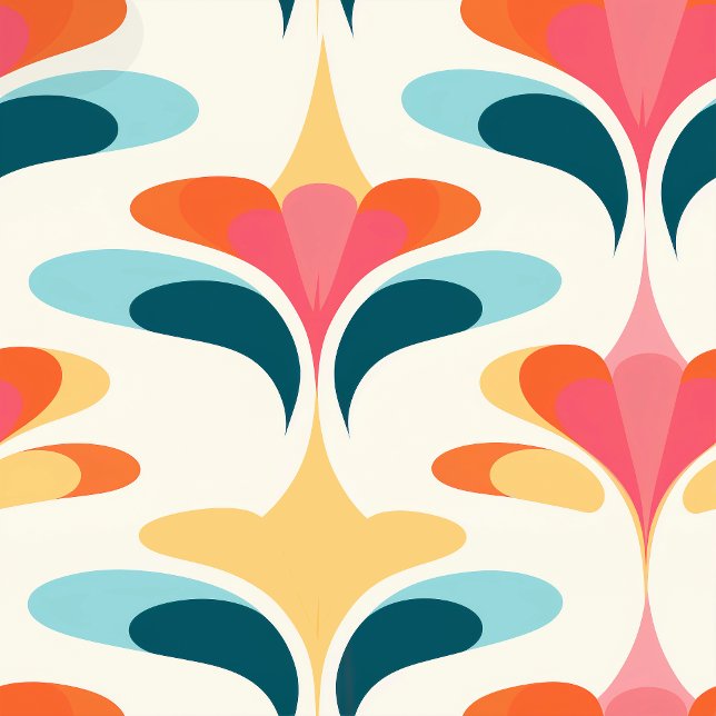レトロ抽象芸術壁紙 – 鮮やか壁デザイン 壁紙 (Retro meets modern in this vibrant abstract wallpaper. Bright, groovy shapes in bold colors create t)