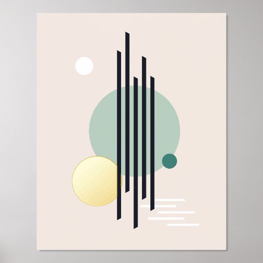 レトロ抽象芸術幾何学模様 箔ポスター (正面)