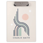 レトロ抽象芸術幾何学的アートライン円 クリップボード (正面)