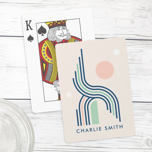 レトロ抽象芸術幾何学的アートライン円 トランプ