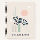 レトロ抽象芸術幾何学的アートライン円 ノートブック (正面)