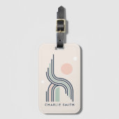 レトロ抽象芸術幾何学的アートライン円 ラゲッジタグ (正面縦)