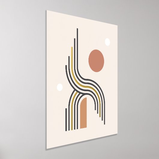 レトロ抽象芸術幾何学的アートライン円 箔ポスター (レイダウン)