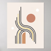 レトロ抽象芸術幾何学的アートライン円 箔ポスター (正面)