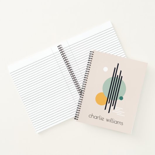 レトロ抽象芸術幾何学的アート名前をカスタムする ノートブック (内部)