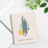 レトロ抽象芸術幾何学的アート名前をカスタムする ノートブック