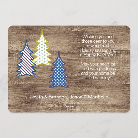 レトロ抽象芸術木目模様のクリスマスツリー シーズンカード (裏面)