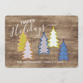 レトロ抽象芸術木目模様のクリスマスツリー シーズンカード (正面)