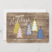 レトロ抽象芸術木目模様のクリスマスツリー シーズンカード (正面)