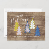 レトロ抽象芸術木目模様のクリスマスツリー ポストカード (正面/裏面)