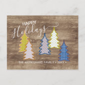レトロ抽象芸術木目模様のクリスマスツリー ポストカード (正面)