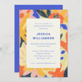 レトロ抽象芸術植物学おもしろい卒業会 招待状 (正面/裏面)