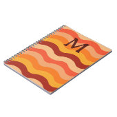 レトロ抽象芸術波オレンジと黄色モノグラムの ノートブック (左側)