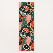 レトロ抽象芸術波パターン ヨガマット (正面)