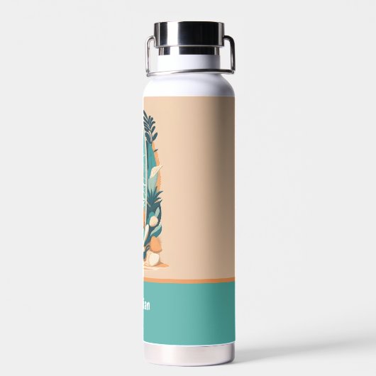 レトロ抽象芸術熱帯ビーチサーフボード ウォーターボトル (背面)