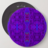 レトロ抽象芸術紫王室の青パターン 缶バッジ (正面&裏面)