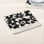 レトロ抽象芸術結婚フローラ スクエアペーパーコースター (アングル)