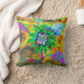 レトロ抽象芸術絵画ヒマワリ金ゴールド クッション (ブランケット)