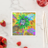 レトロ抽象芸術絵画ヒマワリ金ゴールド スタンダードカクテルナプキン (インサイチュ)