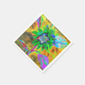 レトロ抽象芸術絵画ヒマワリ金ゴールド スタンダードカクテルナプキン (角)
