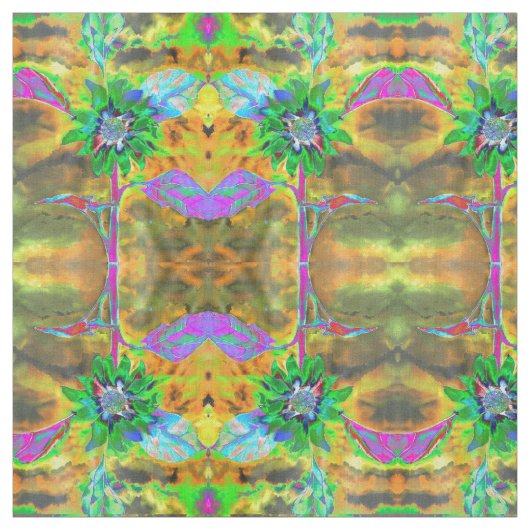 レトロ抽象芸術絵画ヒマワリ金ゴールド ファブリック (見本)