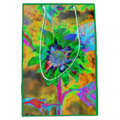 レトロ抽象芸術絵画ヒマワリ金ゴールド ミディアムペーパーバッグ (正面)