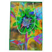 レトロ抽象芸術絵画ヒマワリ金ゴールド ミディアムペーパーバッグ (裏面)