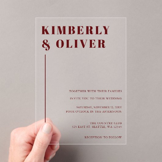 レトロ抽象芸術自然テラコッタオレンジ結婚ズ アクリル招待状 (インサイチュ (ポータブル))